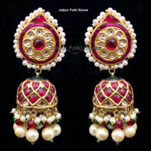 ER184 Traditional Jewellery 22k Gold Diamond Polki Jhumka Earrings