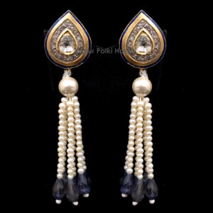 ER189 Jaipur Gold Jewellery 18k Gold Uncut Diamond Polki Earrings