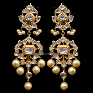 ER199 Traditional 18k Gold Jewellery Uncut Polki Jhumka Earrings